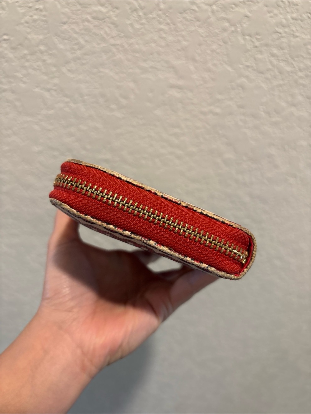 Tory Burch Striped Pattern Zip Wallet - Red & Cream - Picture 5 of 15